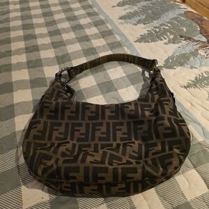 Fendi Brown and Black FF Canvas Shoulder Bag